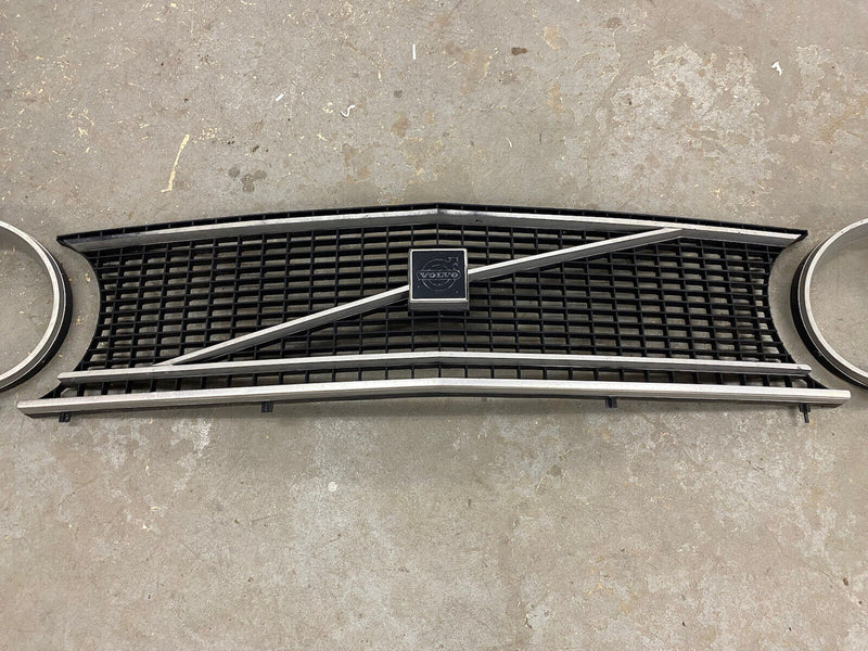 1973-1974 Volvo 144 145 Radiator Grille Headlight Rings Trim Set OEM #2475E