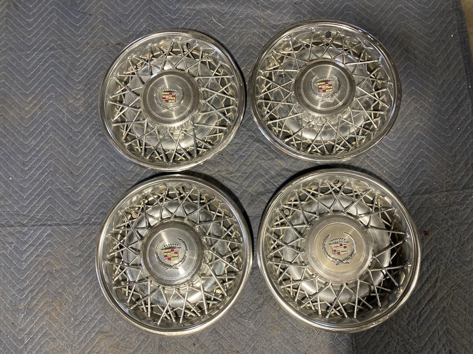 1976-1979 Cadillac Seville Wire Hubcaps Wheel covers 15” Set Of 4 OEM #1738M