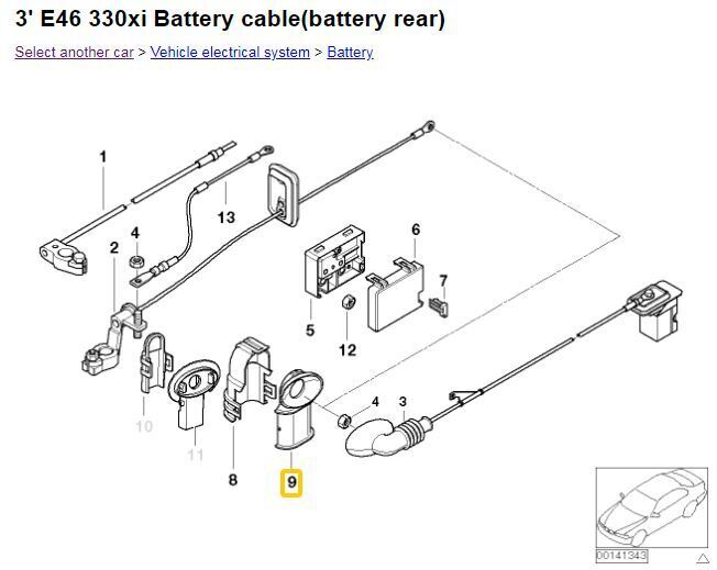 2001-2006 E46 BMW 330XI OEM REAR BATTERY CABLE BASE COVER TRIM B+ #306CN