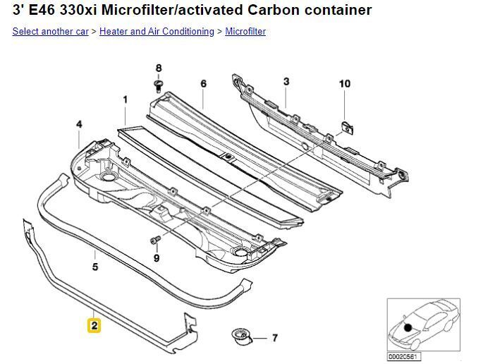 2001-2006 E46 BMW 330XI OEM Activated Carbon container SEAL CONTAINER #291CN