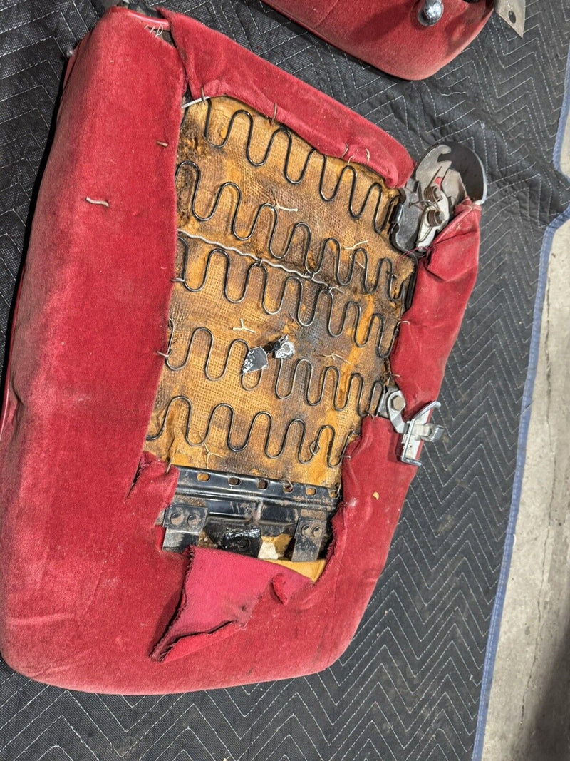 1968-1969 Corvette C3 Front Seat Pair Red w/Tracks & Frame Left Right OEM #3213E