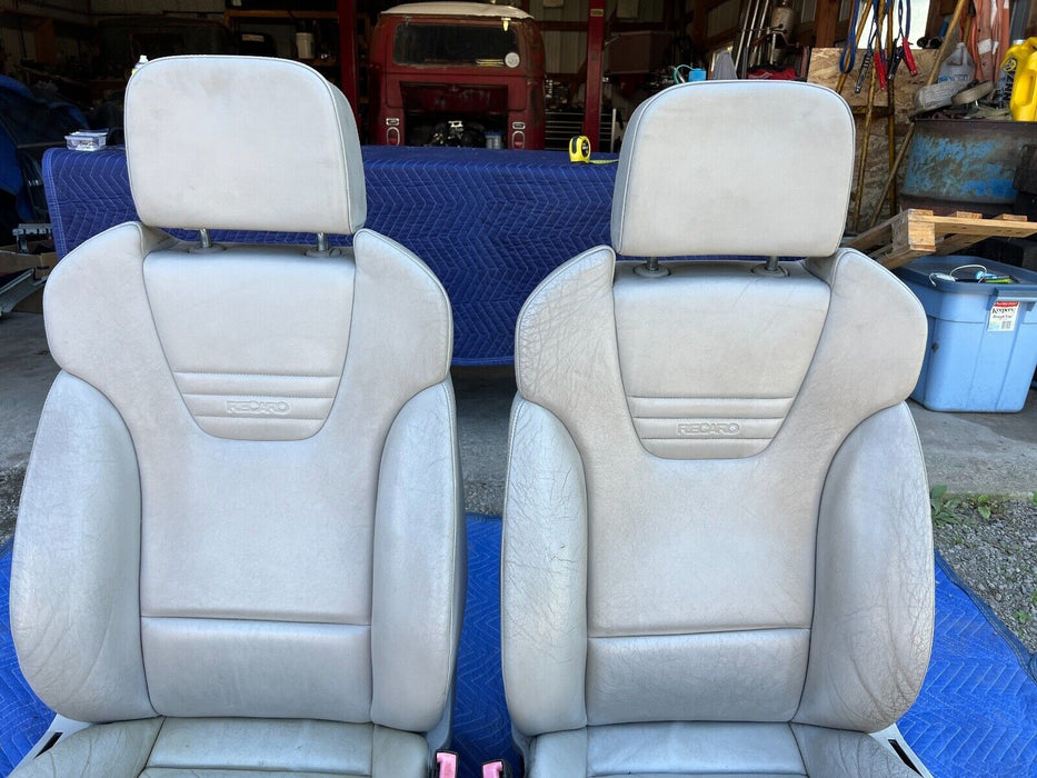 2003-2009 Audi S4 B6 B7 8E Pair Front Recaro White Leather Sport Seats OEM#691EM